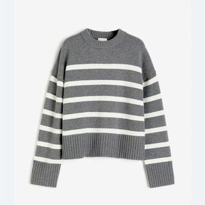 NWT H&M Grey & White Striped Wool-Blend Sweater sze 3XL